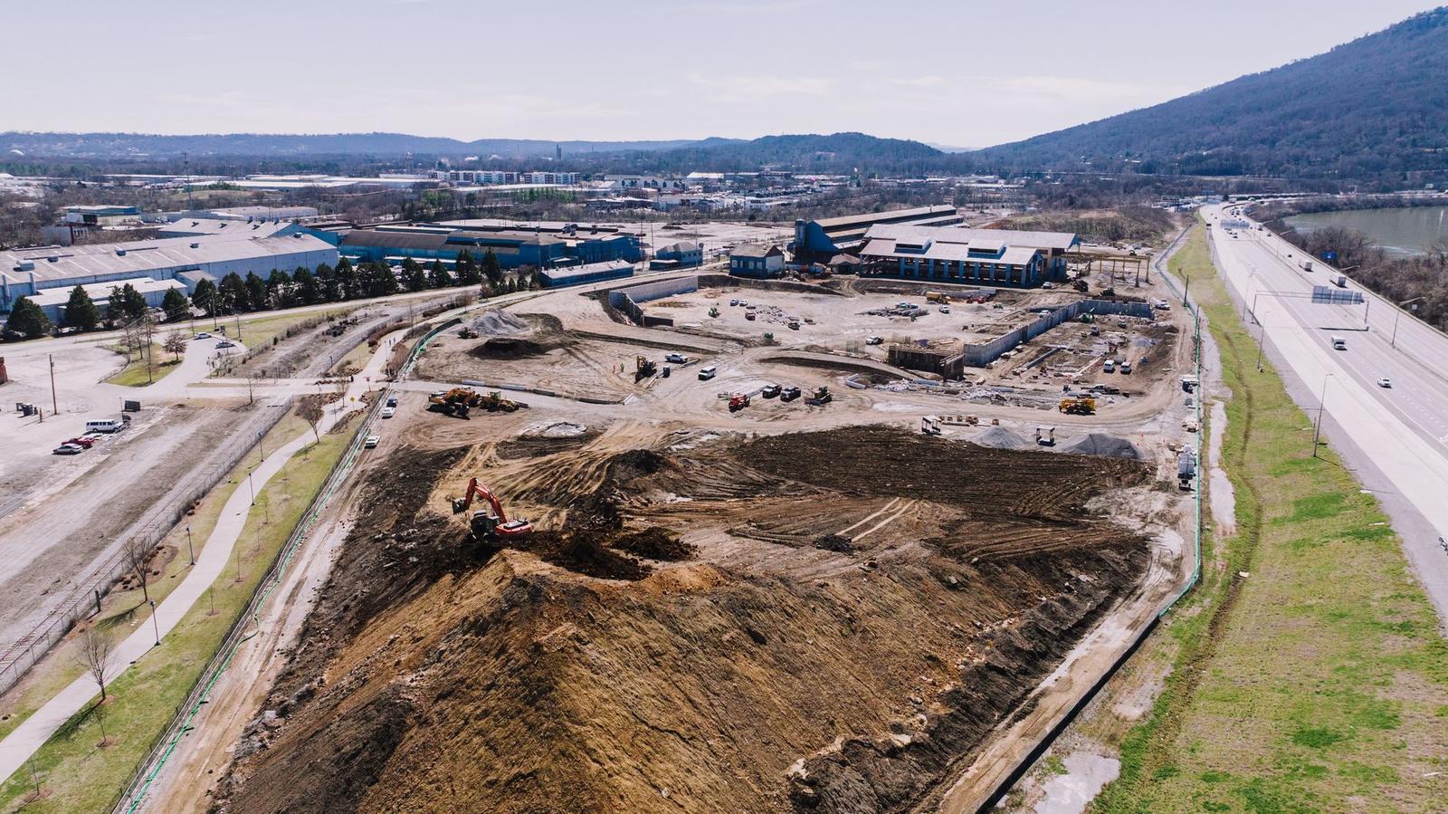 Aerial View of Construction Site in Chattanooga Tennessee